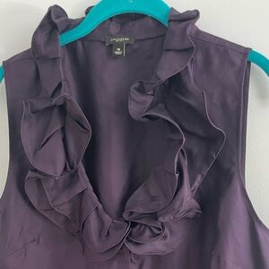 Purple Ruffle Front Blouse By Ann Taylor Sz 18